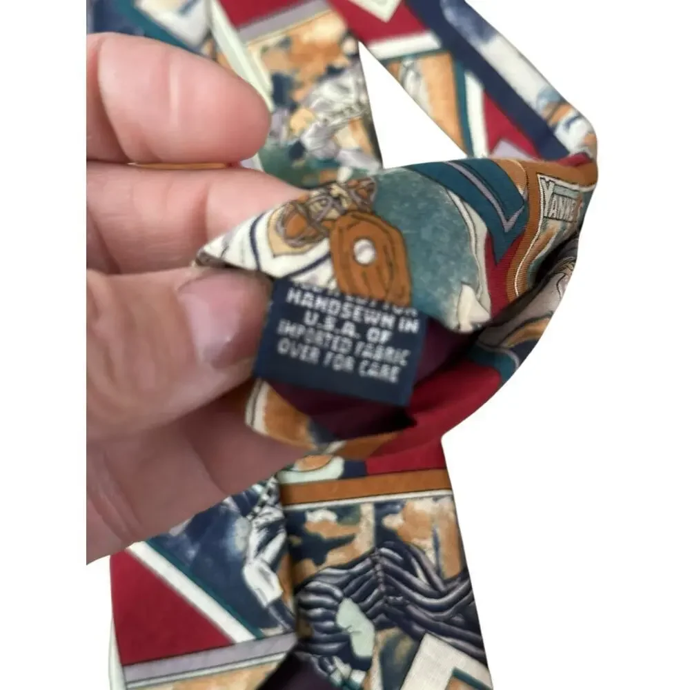 Vintage MLB Lands' End Men's Baseball Themed Cotton Novelty Tie Necktie